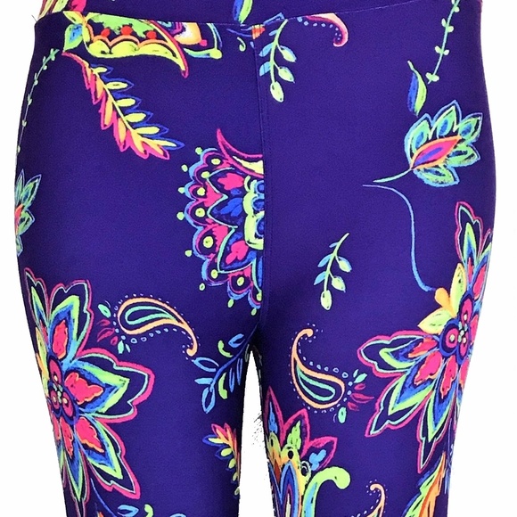 Charlies Project OS One Size Neon Paisley Soft Yoga Band LEGGINGS NEW in Package - Picture 5 of 8
